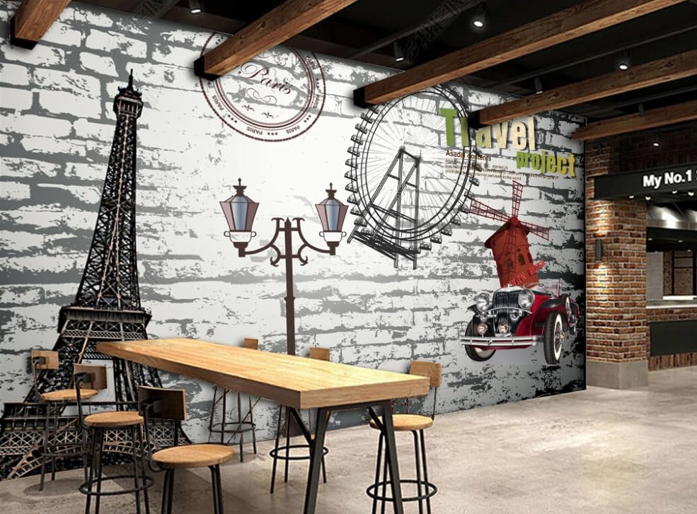 Papier peint intissé café nostalgique papier mural haut de gamme 250cm