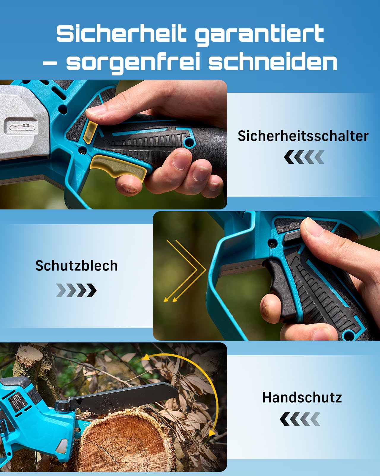 SEESII Mini Kettensäge mit Akku 8000mAh, Akku Handkettensäge 6 Zoll, Bürstenlose Akkusäge mit Automatischem Öler, Kompatible mit Makita Akku 18V, Elektrische Säge für Holz, Ast