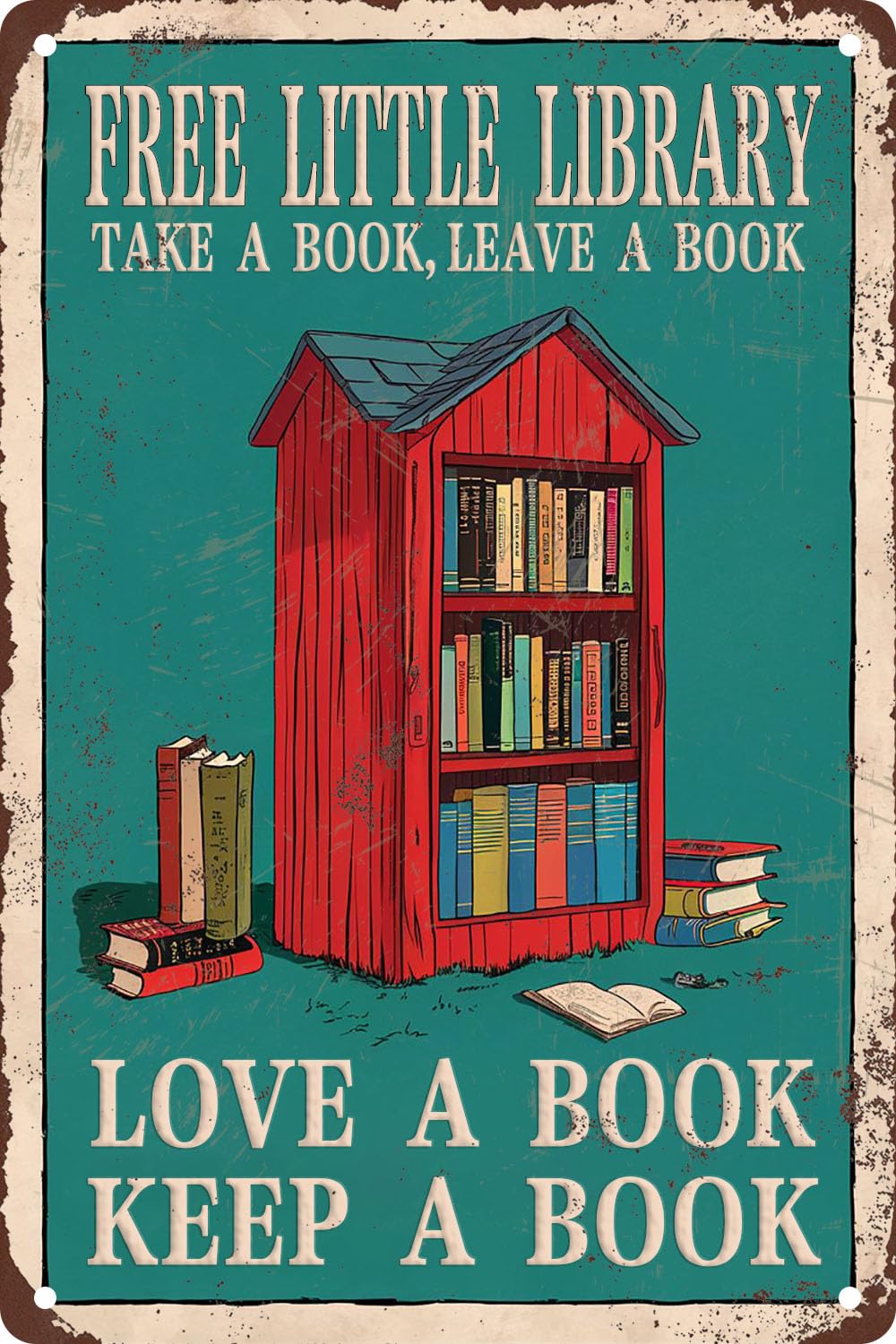 Preeklen Tin Sign 219 Retro Metal Tin Sign Free Little Library Poster Vintage Wall Decor Gift For Restaurant Farm Bedroom Cafe School 8X12 Inches