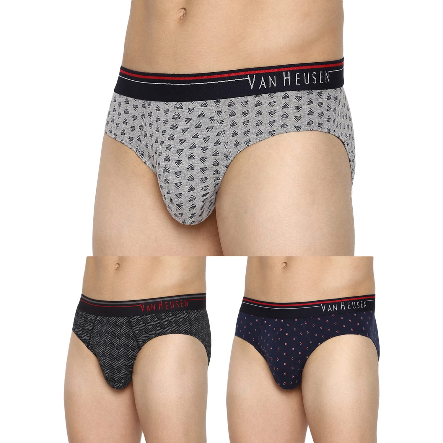 van heusen Men Briefs - 100% Combed Cotton - Pack of 3 - Anti Bacterial, Super Soft_10006_CP11, CP13, CP14_XL, Black-picture-23