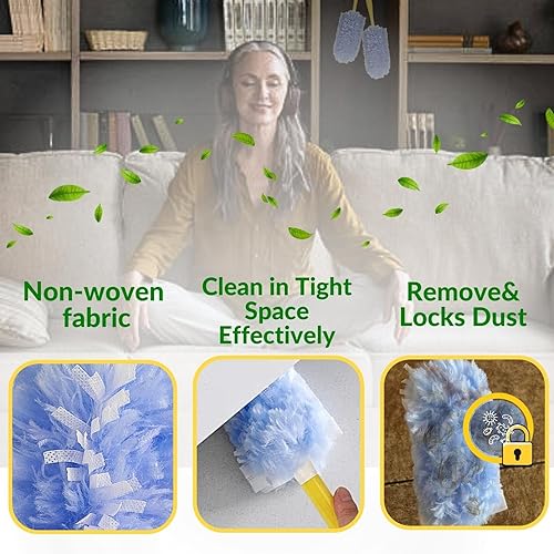 Miniatura 5 de Paquete de 30 repuestos de plumero resistentes para plumero de mano Swiffer, herramienta de eliminación de polvo estático de 360 grados para quitar