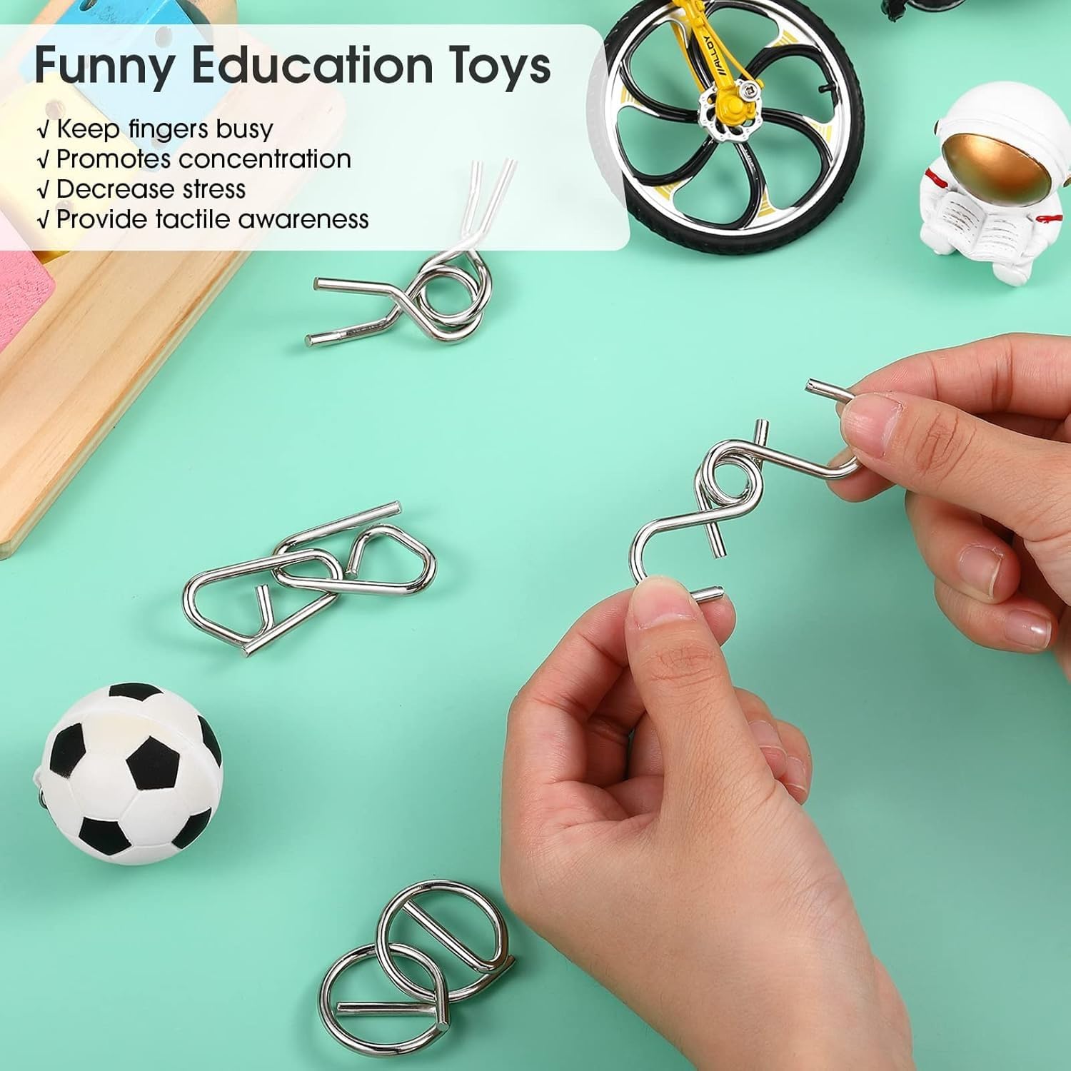 Street27® 36 Pcs Brain Teasers Metal Wire Puzzle Set – Fun and Challenging Puzzle Games for Adults and Kids for Problem Solving and Mind Exercise Educational Fidget Toys Untangling Puzzle 2