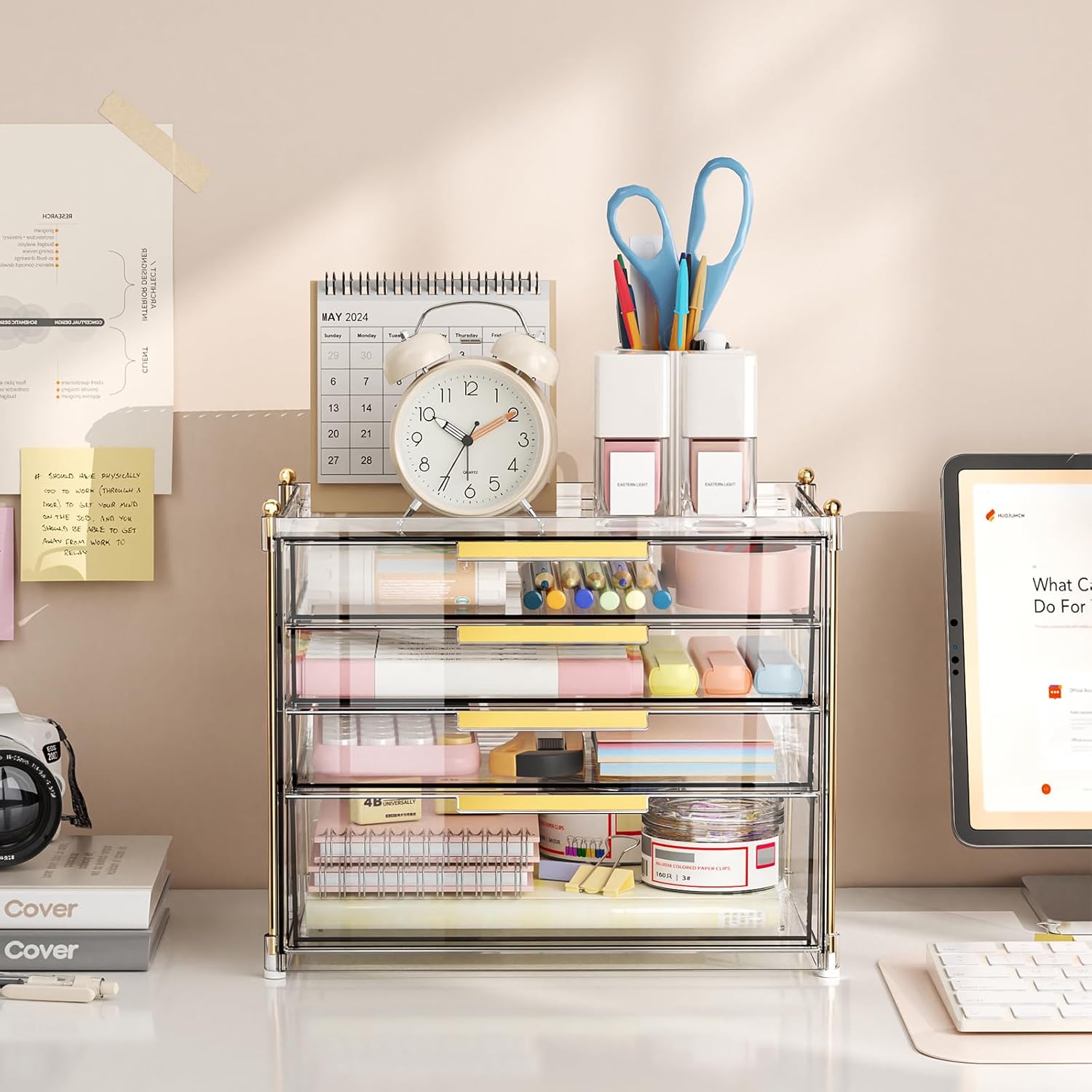 Aveniee 4 Drawers Makeup Organizer- Bathroom Counter Organizers and Storage, Plastic Bins Versatile Perfume Vanity Desk Organization for Cosmetic, Skincare, Face Mask, Jewelry, Clear