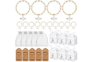 Elegant Keepsakes for Baptism - 100-Piece Set with Rosary Bracelets, Favor Boxes,...
