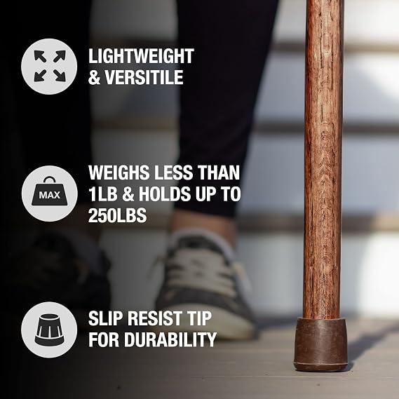 Brazos Handcrafted Wood Walking Cane, Twisted Oak, Derby Style Handle, for Men & Women, Made in The USA