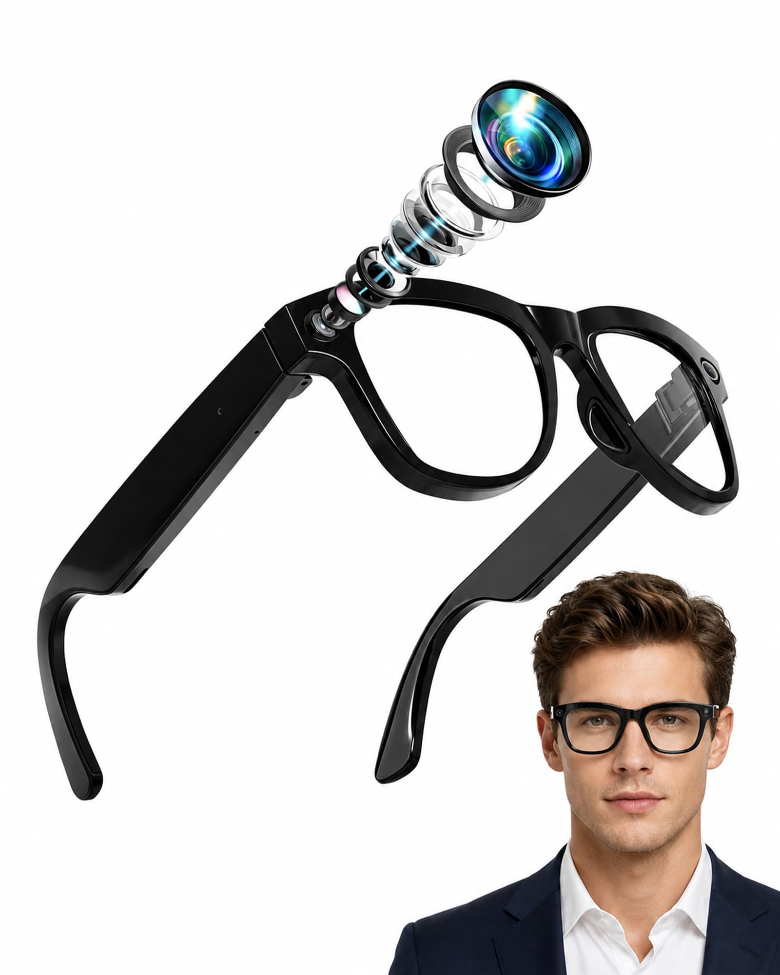 AI Smart Glasses with Camera,4K Video Recording Glasses(Transparent Lens) | 1080P EIS Video, 8MP Camera, Object Recognition, Voice Help, 139+ Translation, Open-Ear Audio, IP65 Splash for Vlog, Meeting-image-40