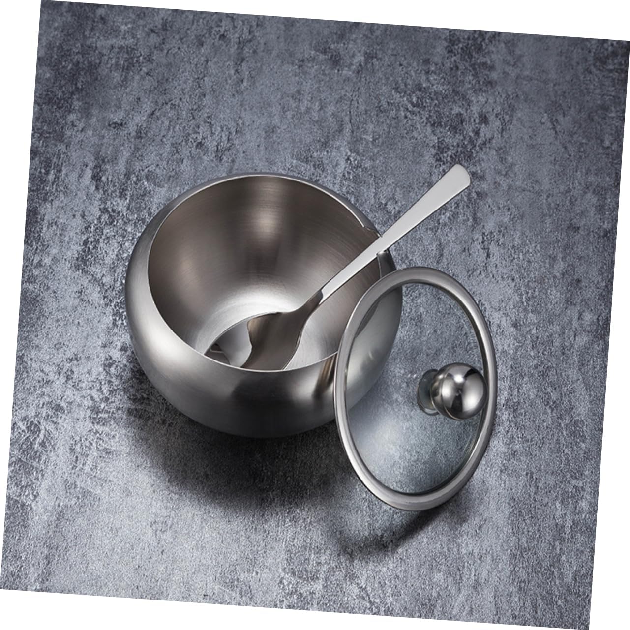 4sets Stainless Steel Spice Jar Lid and Spoon Portable Seasoning Container for Sugar Salt Pepper and More Kitchen Storage for Home Cooking