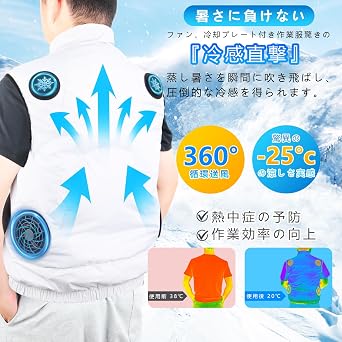 空調作業服 冷却ベスト【2026新登場 2つ冷却プレ一卜搭載 】-25℃瞬間冷却 Amazon.co.jp: [Ctrdiy] 空調作業服 冷却ベスト【2026新登場 2つ冷却