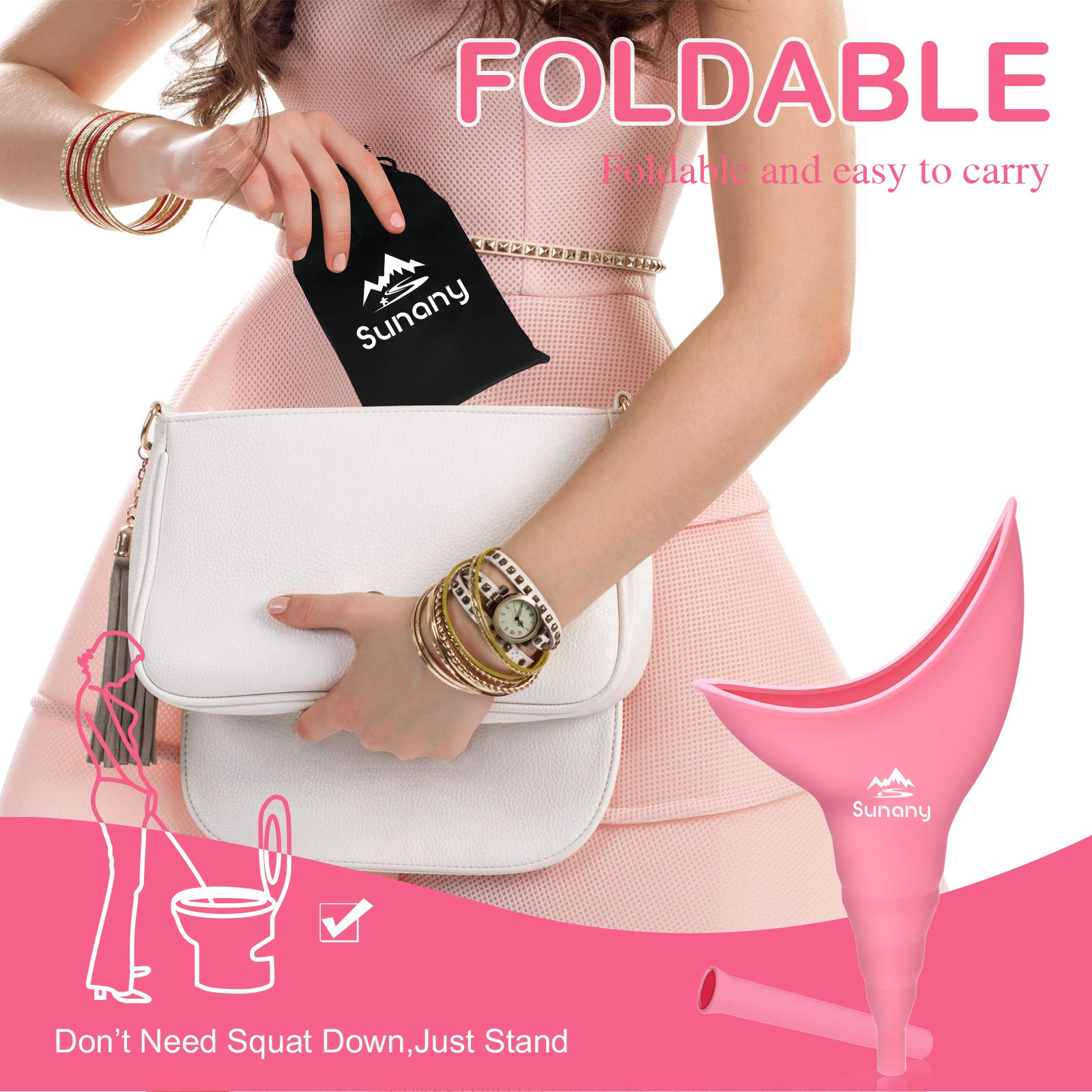 Female Urination Device,Reusable Silicone Female Urinal Foolproof Women