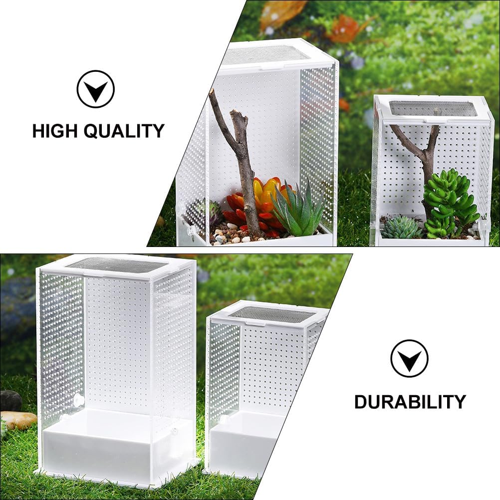 2 Pcs Feeding Box Insect Breeding Container Transparent Habitat Reptile Tarantula Scorpion Lizard
