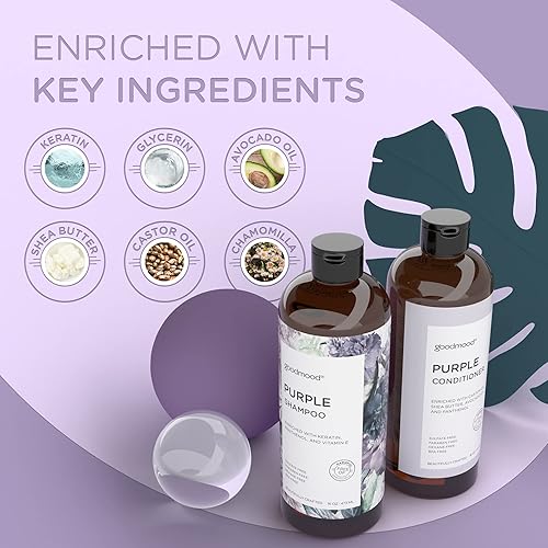Miniatura 4 de GoodMood Juego de champú y acondicionador púrpura para cabello rubio gris platino y color tratado sin parabenos 2x16oz