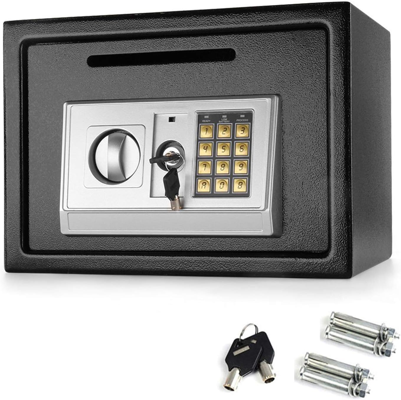 Large Safe Box 16 Litre Digital Safes for Home Security Safe with 2 Keys and Interior Shelf for Household Business Office Hotel Money Document Jewelry Passport - Black, 9.85 x 13.78 x 9.85 Inches