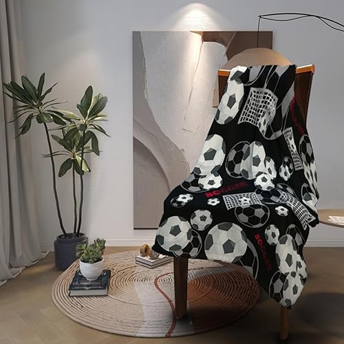 Miniatura 3 de Manta de fútbol suave y cálida para niños y adultos, manta de franela de lujo ligera y acogedora para sofá, cama, sofá, 80 x 60 pulgadas