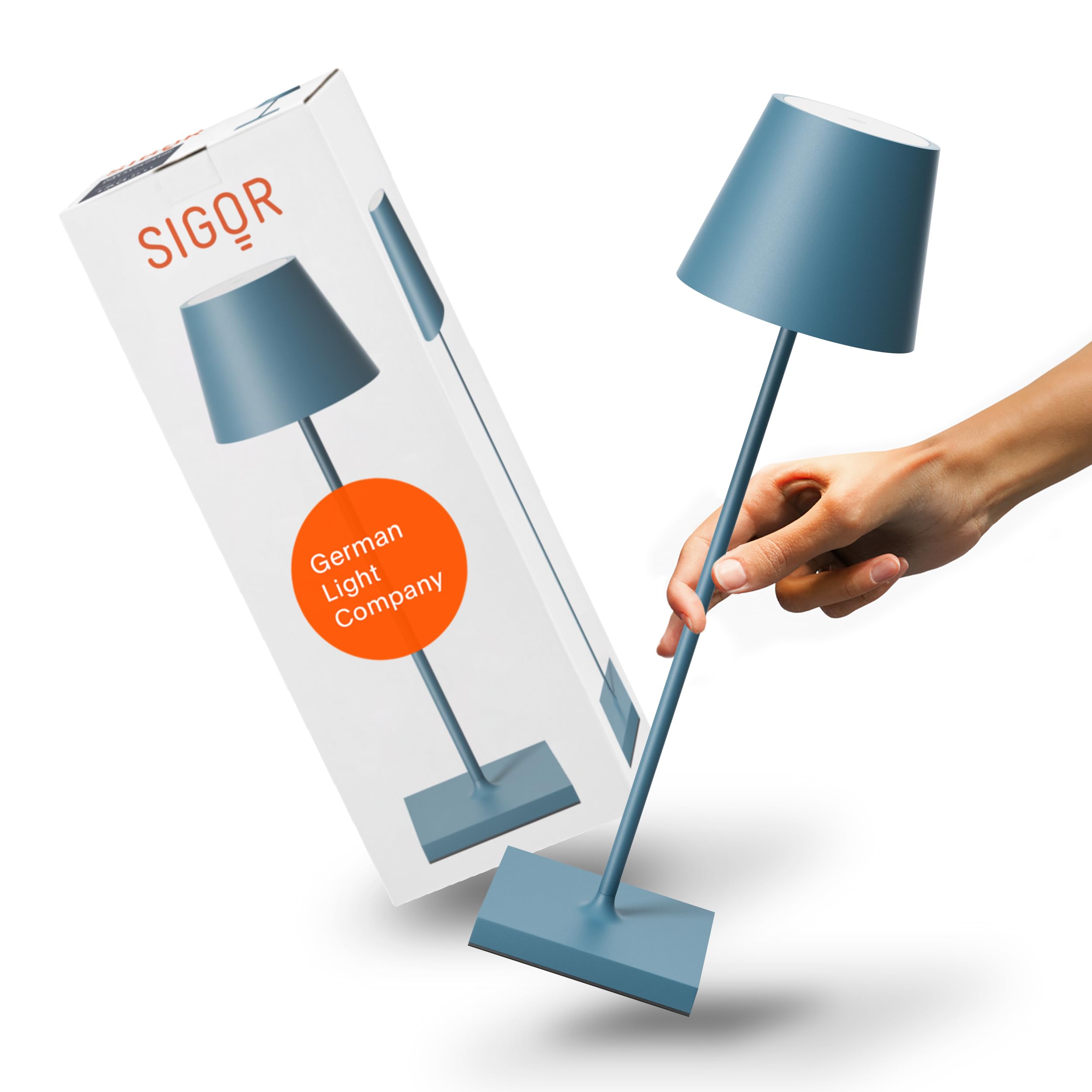 SIGOR Nuindie - Dimbare LED batterij tafellamp voor binnen en buiten, oplaadbaar met Easy-Connect, 24 uur lichtduur, grijs