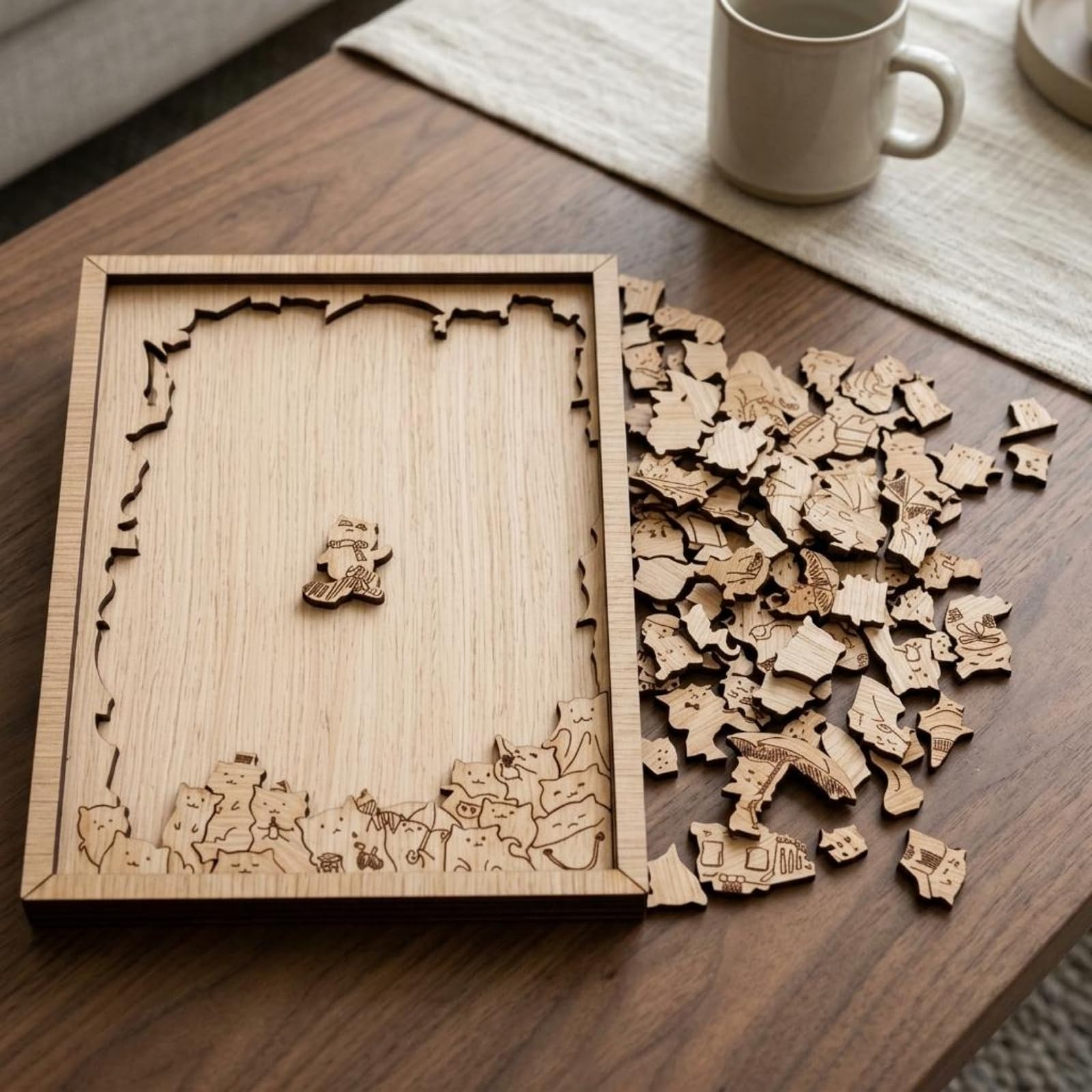 Milageto 100 Teilchen Katzenpuzzle aus Holz Geschenkidee Katzen-Holzpuzzle Klarer Druck Tier-Holzpuzzle aus Holz für Erwachsene