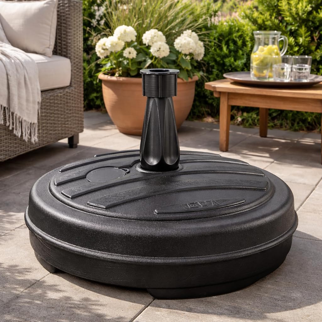 13L Garden Parasol Base Stand – Heavy Duty Umbrella Stand for Patio, Garden & Balcony – Stable, Durable & Weatherproof – Fill with Sand or Water | Fits 18–32mm Poles, Black or White (Black) — view 6