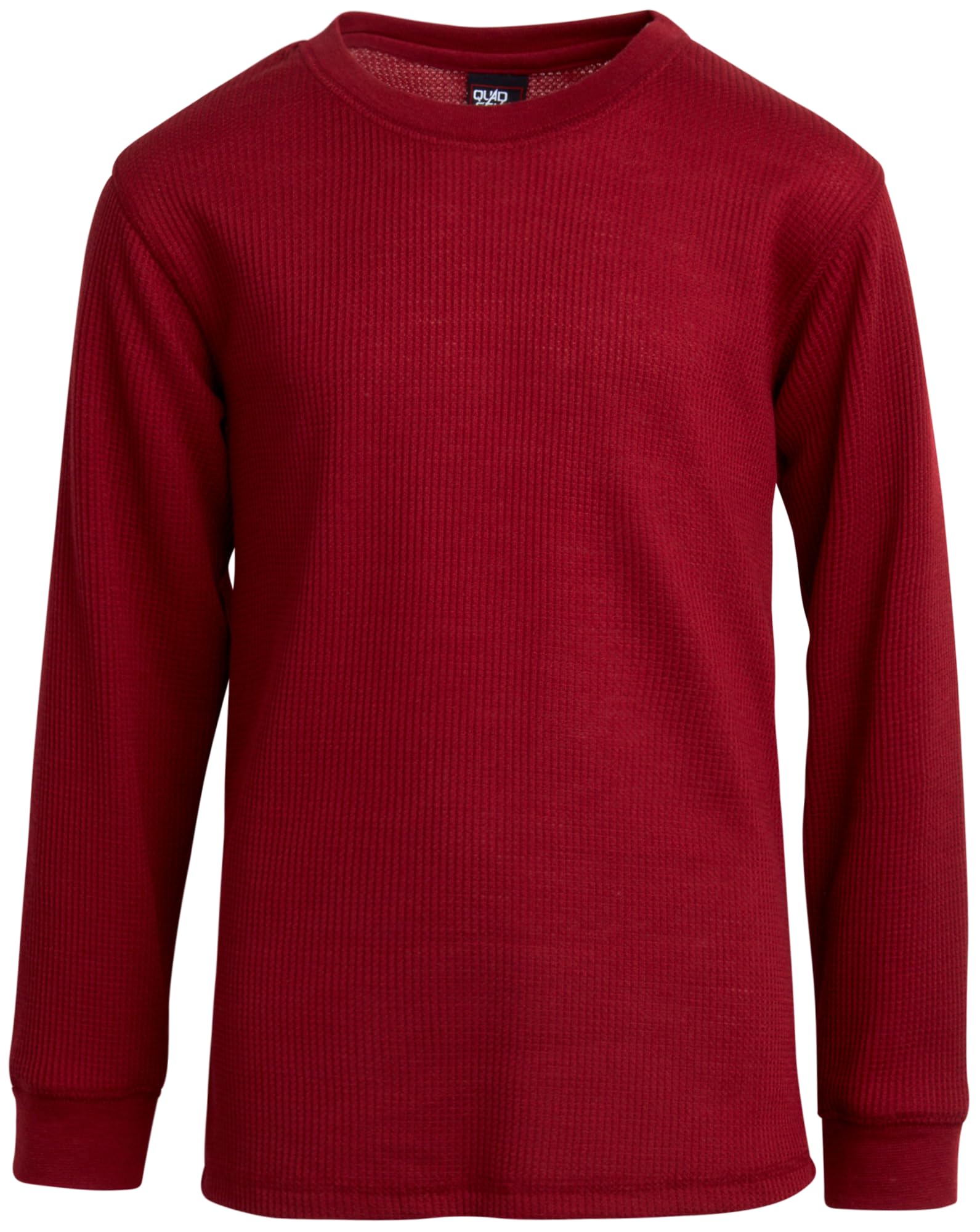 Quad Seven Camisas de manga larga para niños, paquete de 2 camisetas térmicas de punto gofre con cuello redondo para jóvenes y niños (tallas: 8-18)
