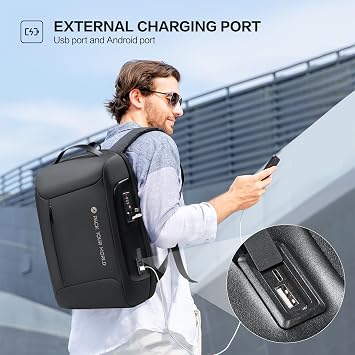 OIWAS Business Backpack for Men, Anti-Theft Backpack Fits 15.6 Inch Laptop, High Tech Backpacks with USB Charging Port, Water Resistant Travel Laptop Backpack for Men and Women
