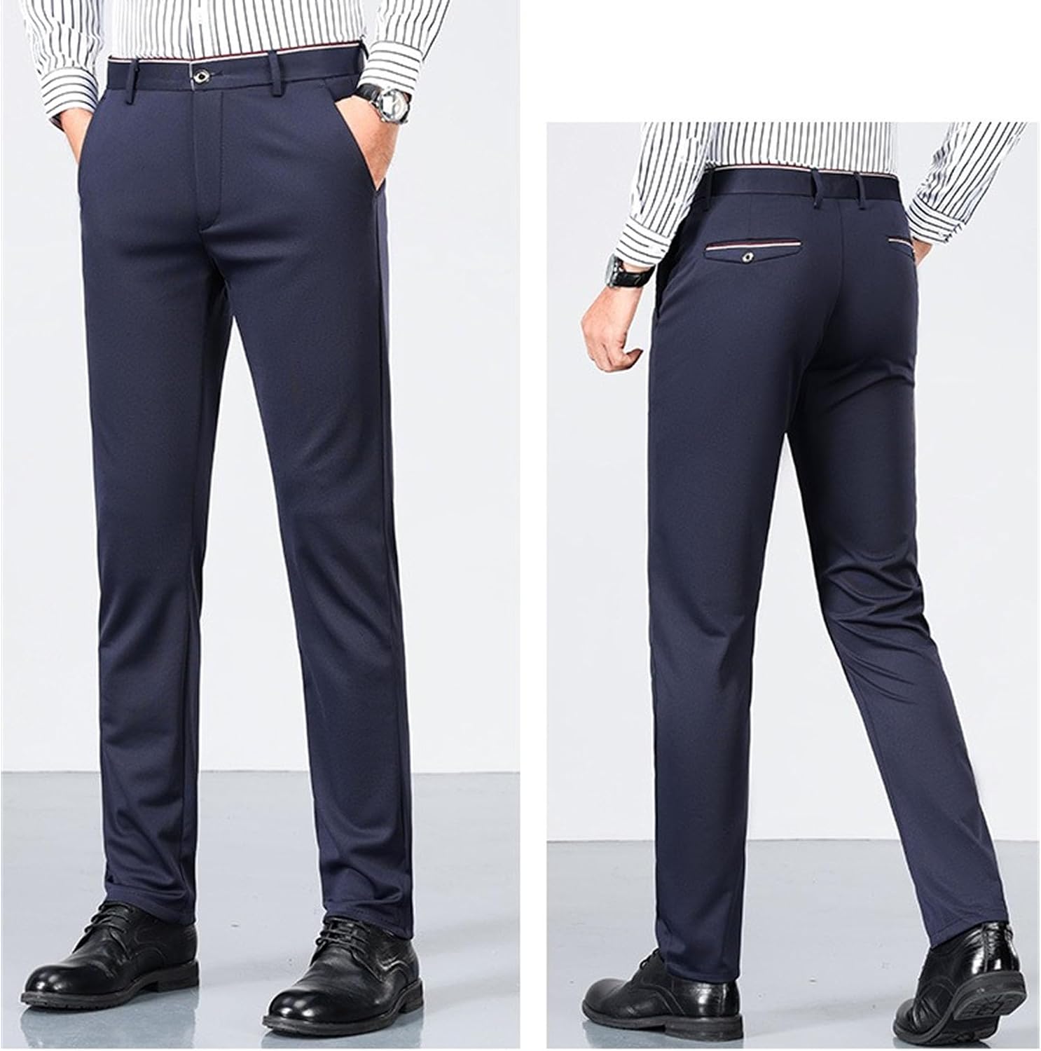 DGHM-JLMY Men's Stretch Slim Fit Dress Trousers Fashion Lightweight Comfy Golf Pants Summer Casual Work Straight Fit Pants