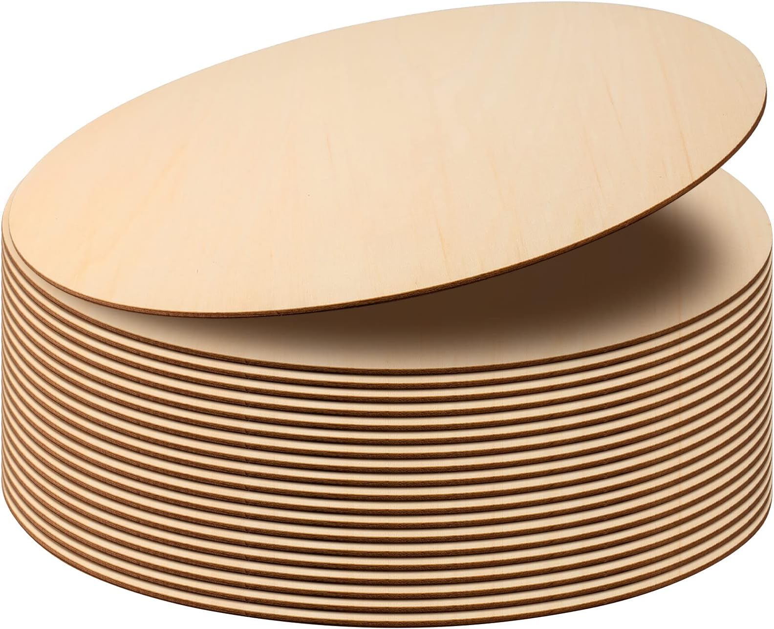 MANCHAP 20 Pcs 30cm/12 Inch Craft Wooden Circles, 3mm Thick Unfinished Round Wood Blank Wooden Discs for Pyrography, Painting, DIY