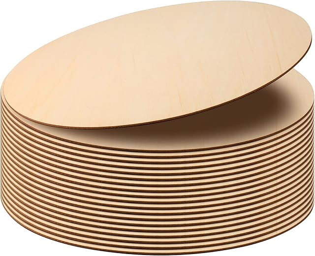 MANCHAP 20 Pcs 30cm Craft Wooden Circles, 3mm Thick Round Unfinished Blank Wood Art Board Wooden Discs for Crafts, Pyrography, Painting, DIY