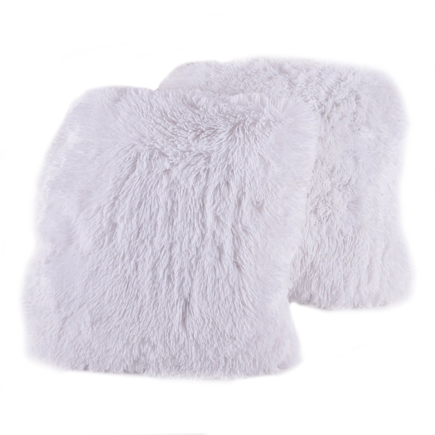Sweet Home Collection Plush Pillow Faux Fur Soft and Comfy Throw Pillow (2 Pack), White