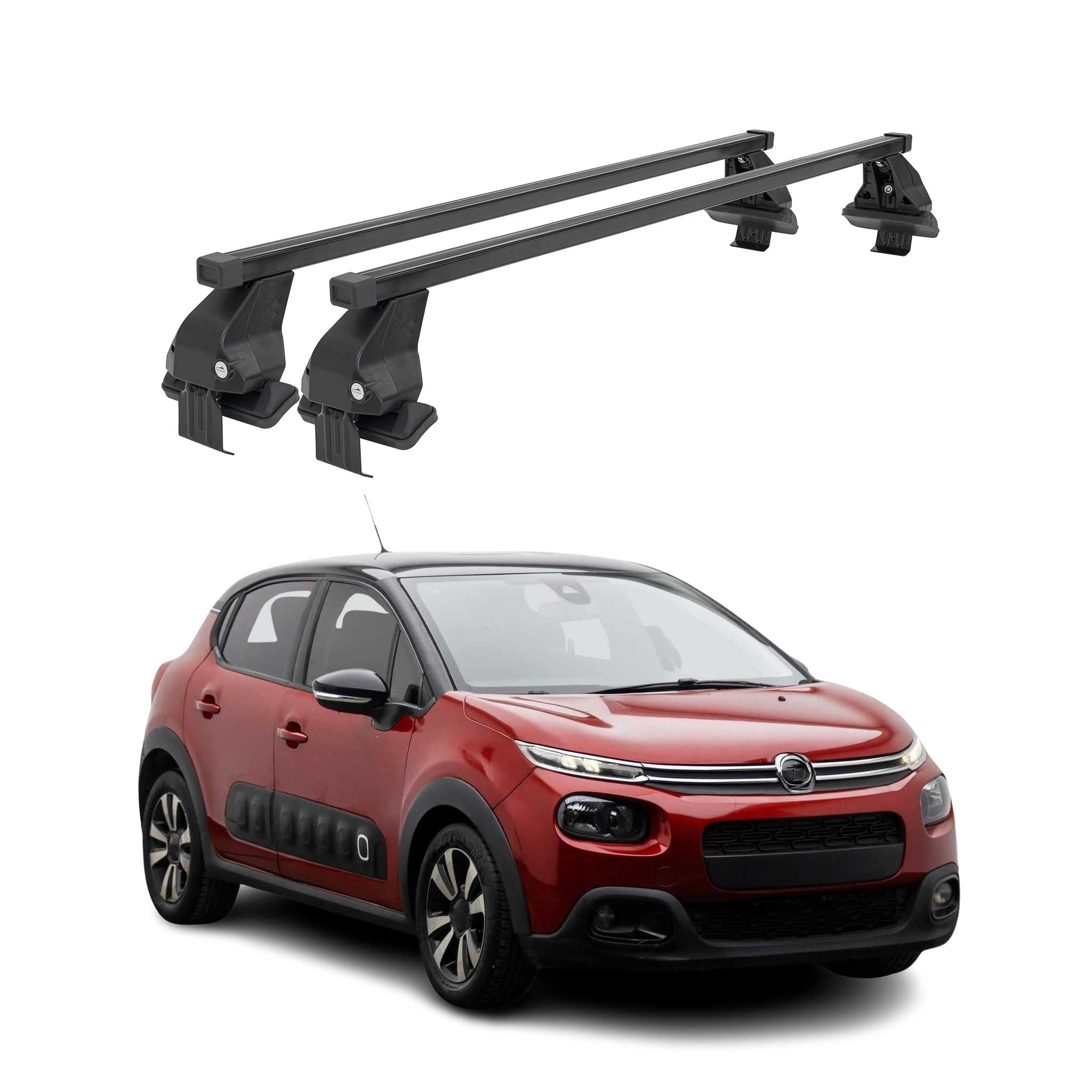 OMAC Barre Portatutto Trasversali Acciaio per Citroen C3 2016-2024 – Bloccabile – Testato City Crash – DIN 75302