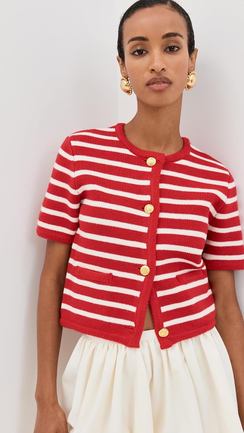 English Factory Women's Knit Striped Sweater Cardigan - Image 2
