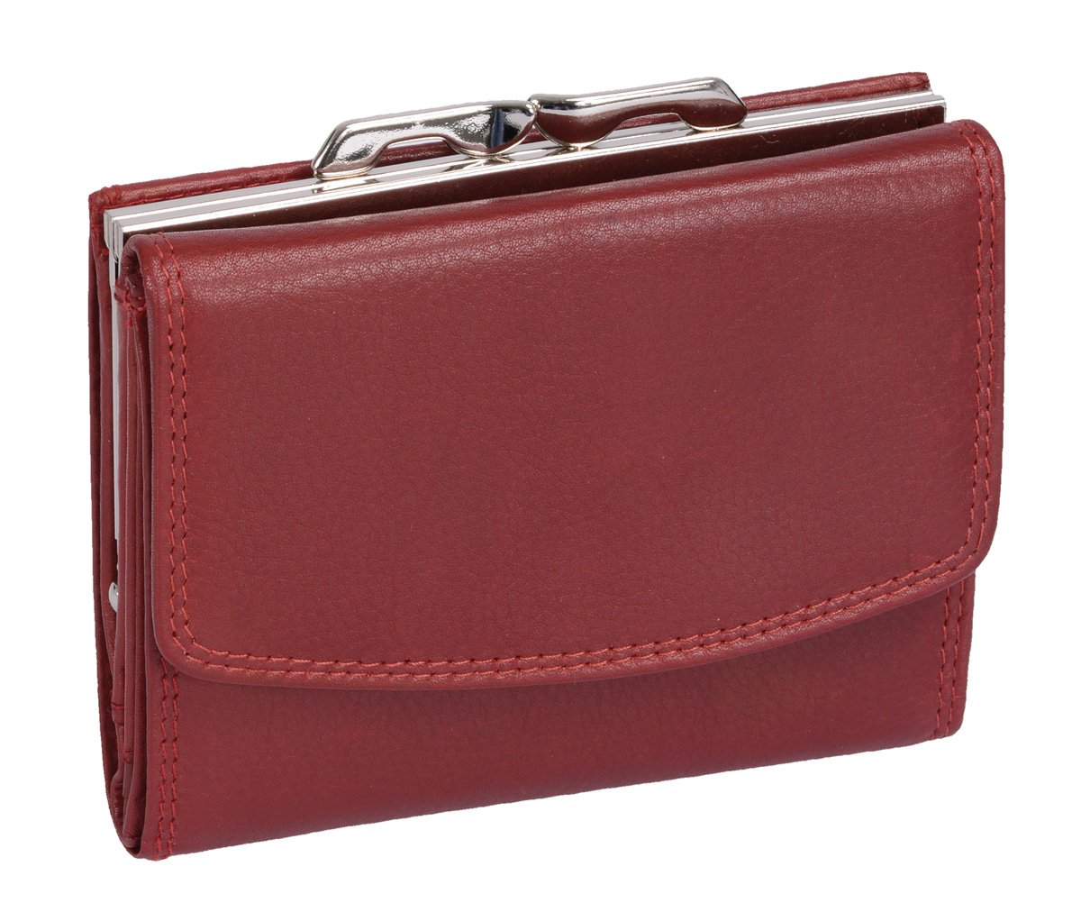 Damenknipsbörse LEMONDO in Echt-Leder, cherry, 10x12cm