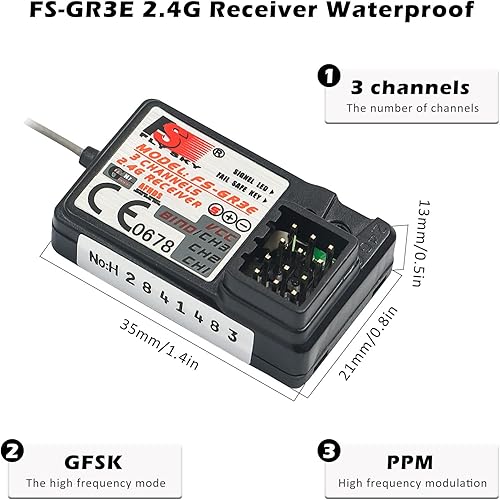 Miniatura 9 de Flysky FS-GR3E Receptor AFHDS de largo alcance 3CH 2.4GHz Receptor de superficie con servo cable de extensión para FS-GT2 FS-GT2B FS-GT3B FS-GT3C