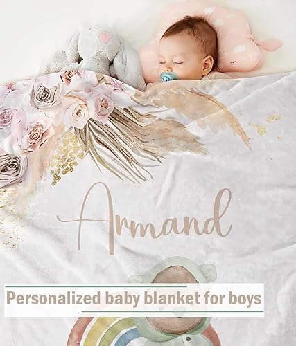 Miniatura 150 de Manta de bebé personalizada para niños, manta de bebé personalizada con nombre súper suave para niños, mantas de elefante personalizadas para bebés