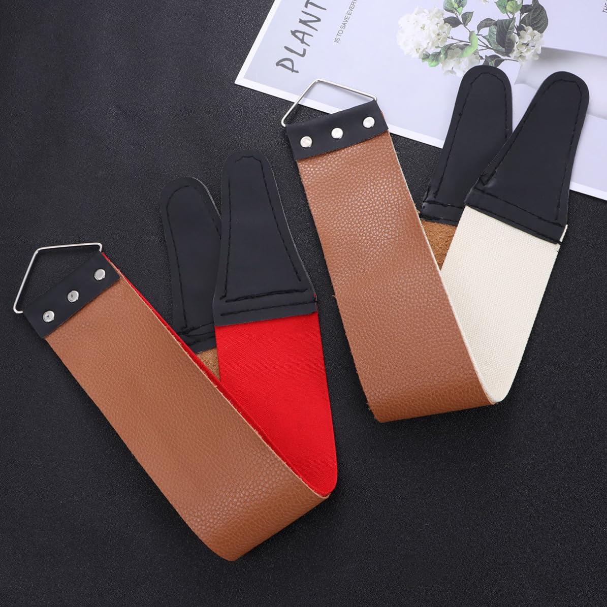 2pcs Leather Razor Strop for Fine Edge Sharpening Double Layer