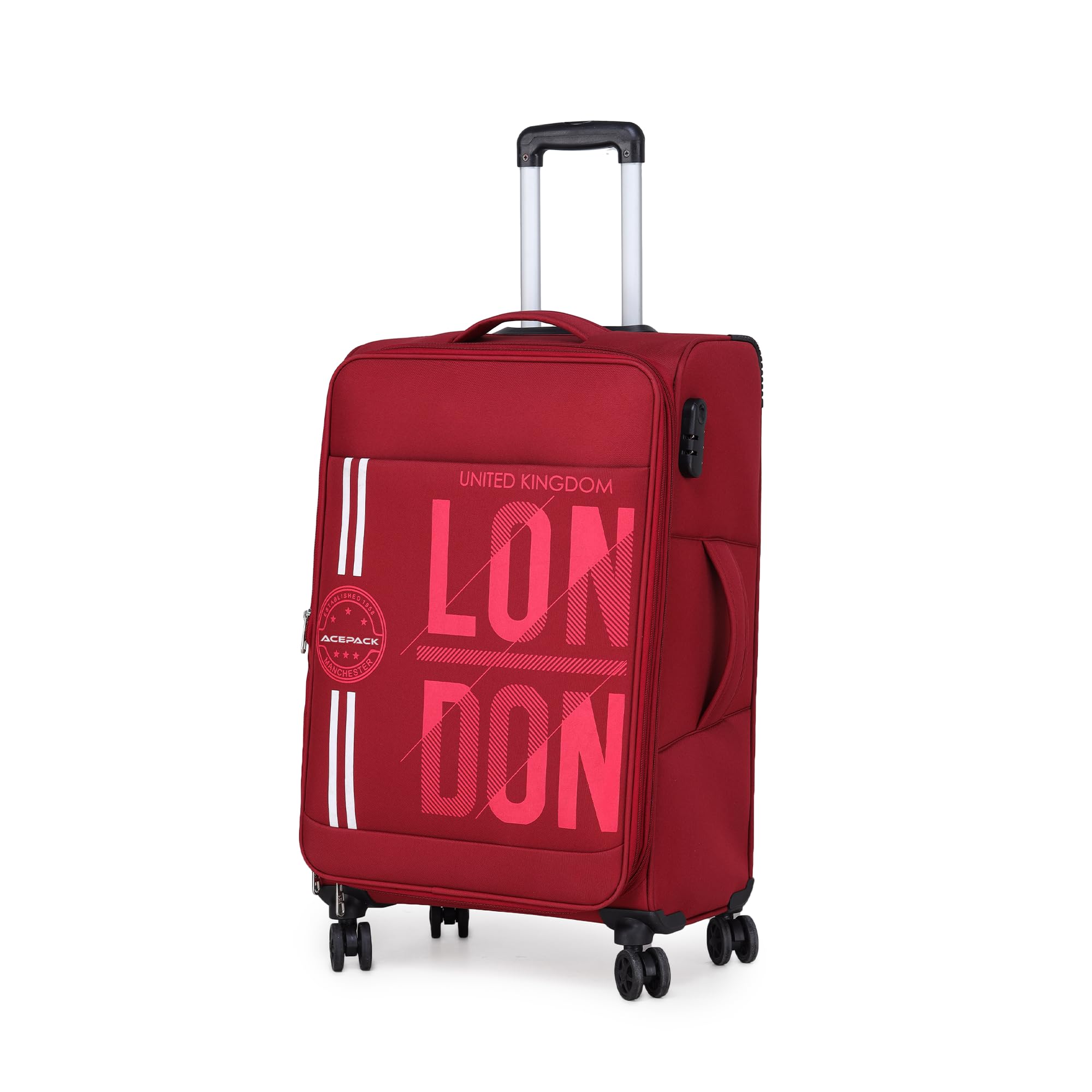 verage Moscow 70 cm Soft Sided Large Check in Expandable Suitcase Luggage Bag with Telescopic Trolley and 360 Spinner 8 Wheels (Red, 24 Inch)-picture-24