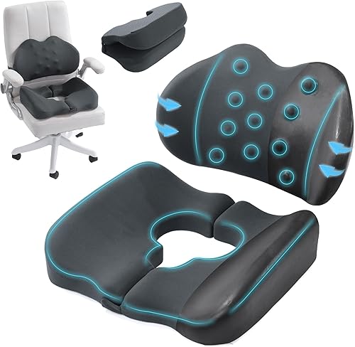 Miniatura 1 de HOMBYS Almohada de dona para el dolor de coxis con soporte lumbar, cojines para dolor de cama para trasero, almohadilla de coxis firme de espuma