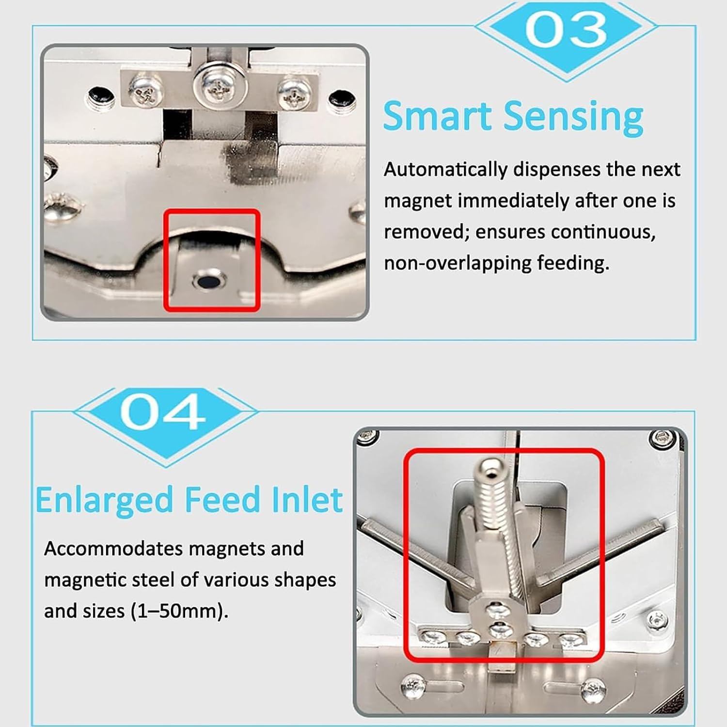 Separator magnetyczny, pneumatyczny, 100-220 V, alarm z regulacją prędkości