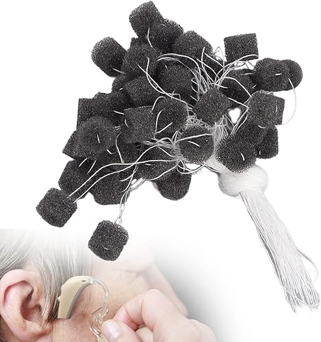 Miniatura 5 de 50 esponjas para audífonos, barrera auditiva, tapones para los oídos de espuma, accesorios para audífonos con cable (negro)