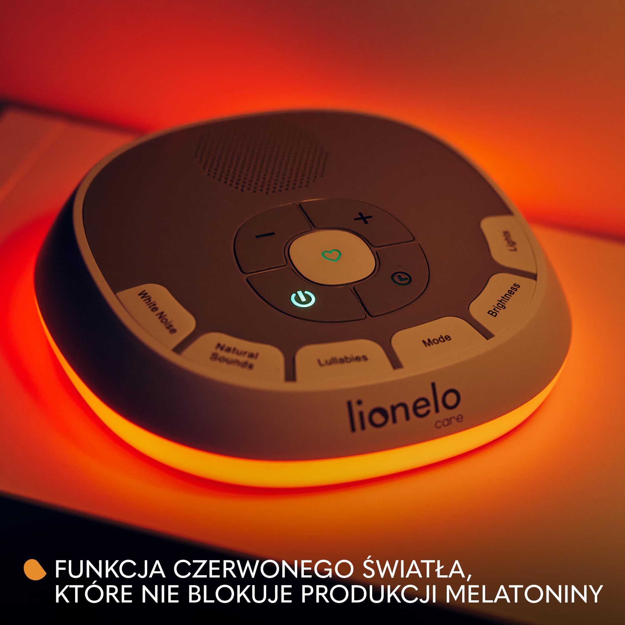 LIONELO BabyNap Przenośna Pozytywka do Usypiania Niemowląt 2 w 1 Lampka Nocna z 11 Kolorami Światła, 20 Dźwięków Kołysanki Szumy, Timer, Nagrywanie Bicia Serca Mamy Love Beat