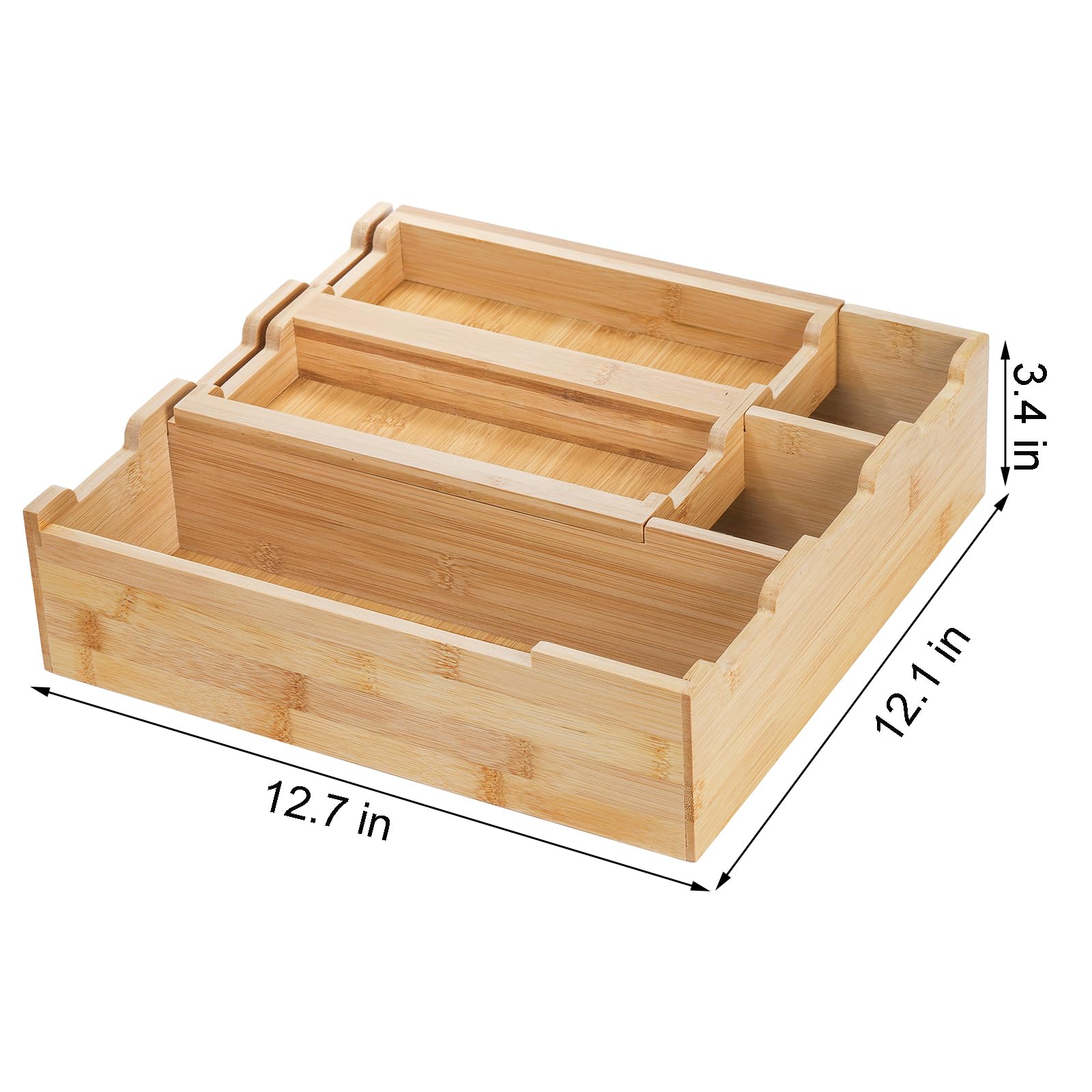 Snapklik com : Bamboo Kitchen Drawer Organizer Stackable 2 Tier