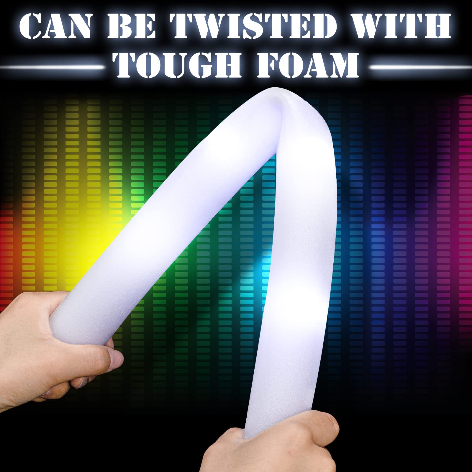 Lenwen Glow Sticks Bulk 18.9 Inch LED Foam Sticks Light Up Stick Colorful Flashing Glow Stick Glow in The Dark Party Supplies for Wedding Christmas Holiday Neon Birthdayï¼ˆ56ï¼‰