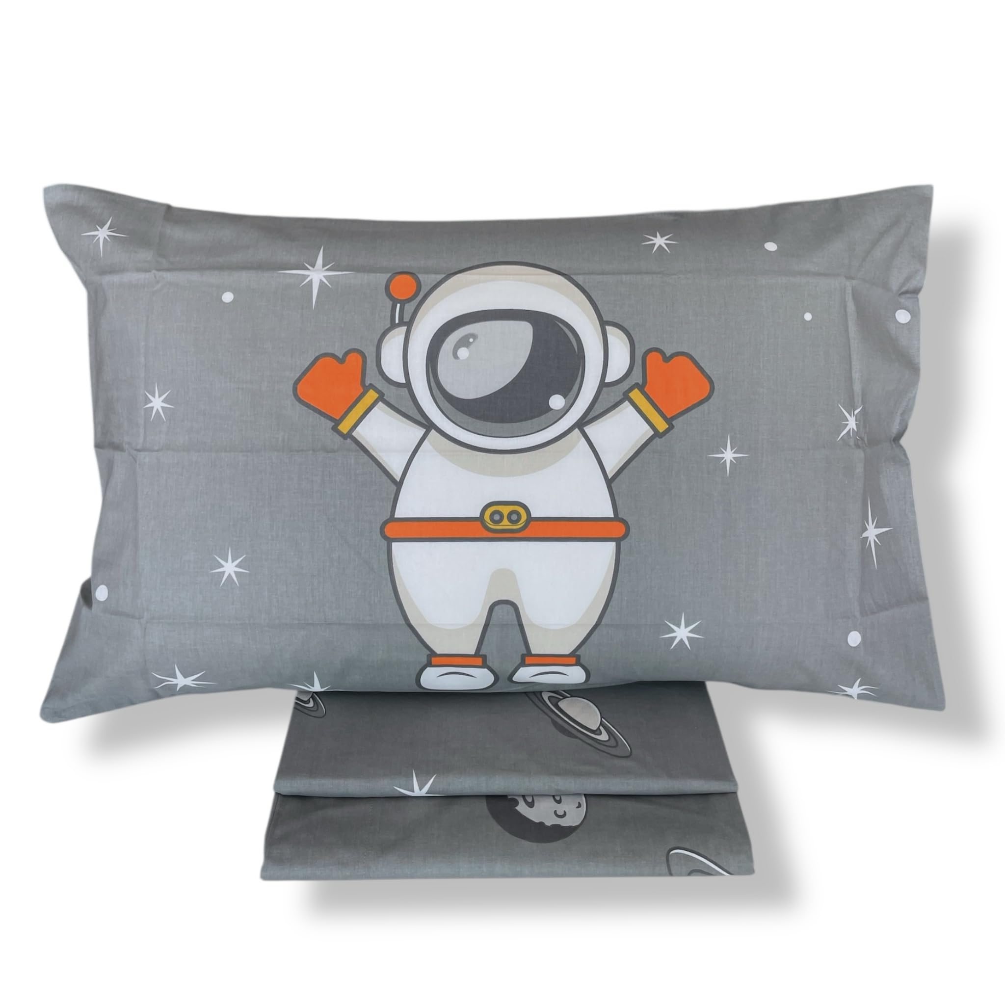 Caleffi Lenzuola Singolo Bambino Art. Spazio in Cotone 100% – Set 3 Pezzi con Federa Double Face – Colore Grigio