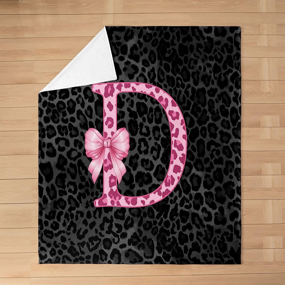 Erosebridal Initial Letter A Flannel Blanket Throw 50x60 Inch for Girls Black Pink Alphabet Fleece Blanket Ombre Ribbon Knot Kawaii Love Hearts Microfiber Bowknot Fuzzy Plush Throw