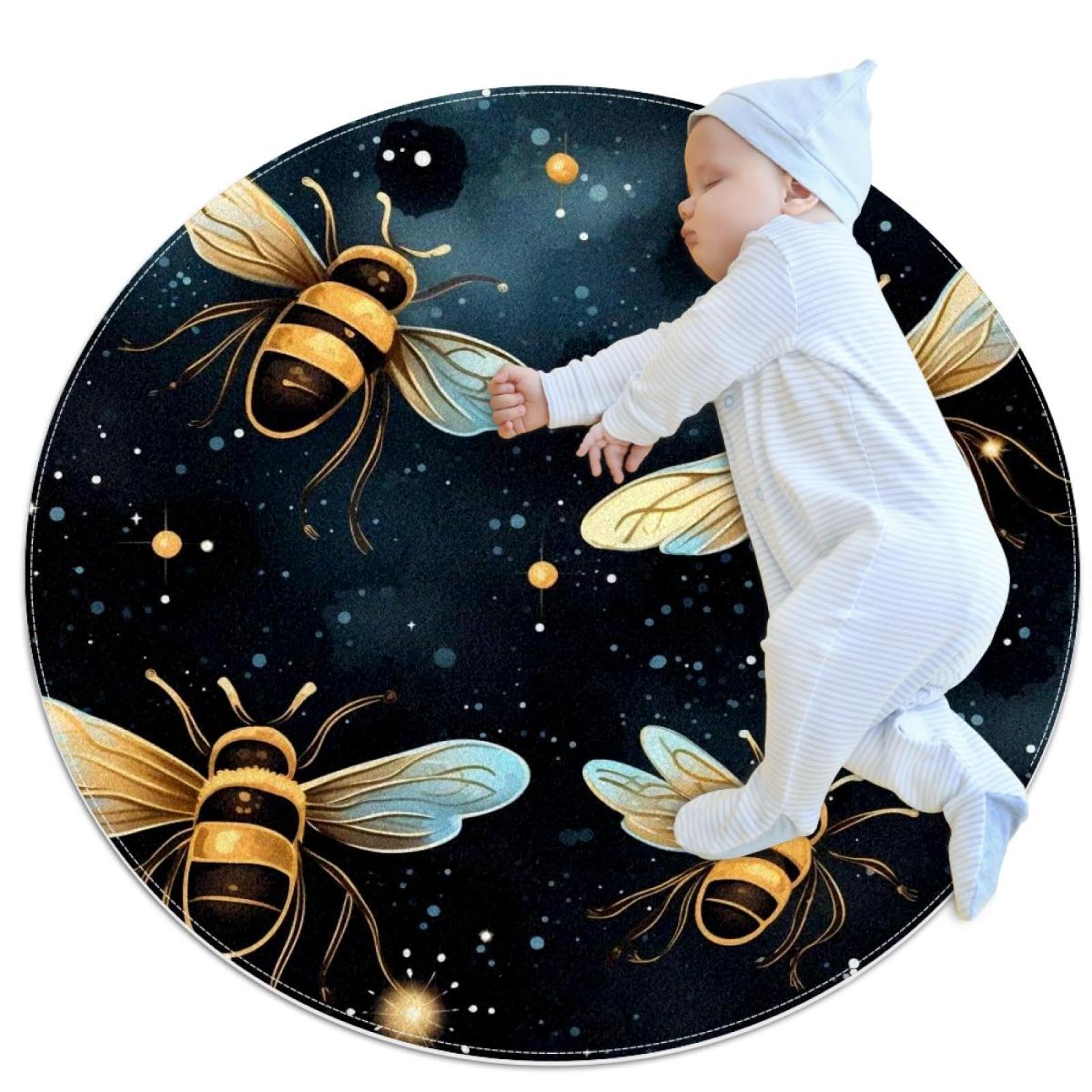 Tapis de salle de bain ciel étoilé rond pour chambre enfant