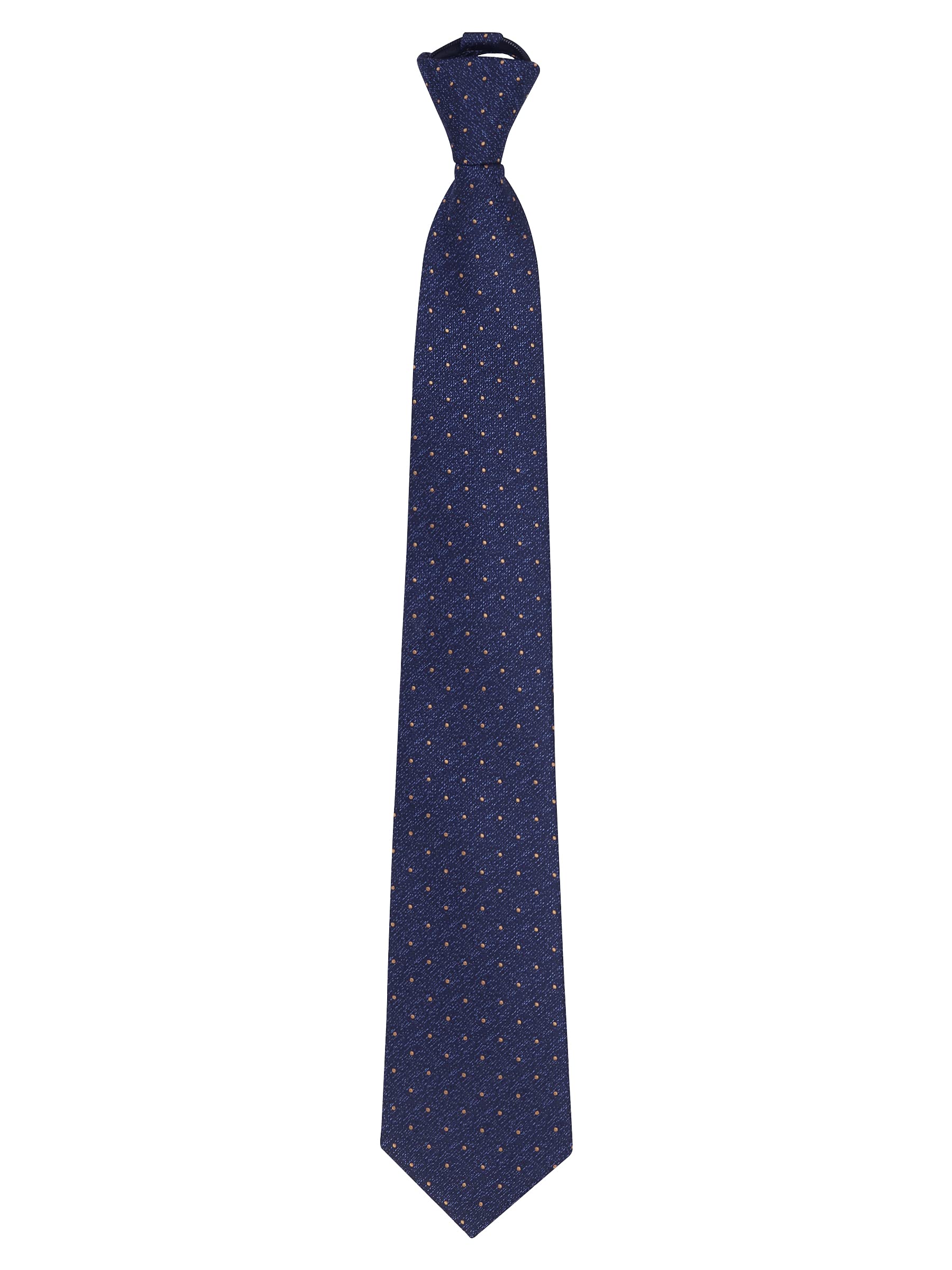 Wanying Men's Polka Dot Dark Blue 3.14''/ 8Cm Classic Tie Pre-Tied With Zip Security Safety Zipper Necktie Business Neckwear Formal Business Wedding Length 18.89''/ 48Cm