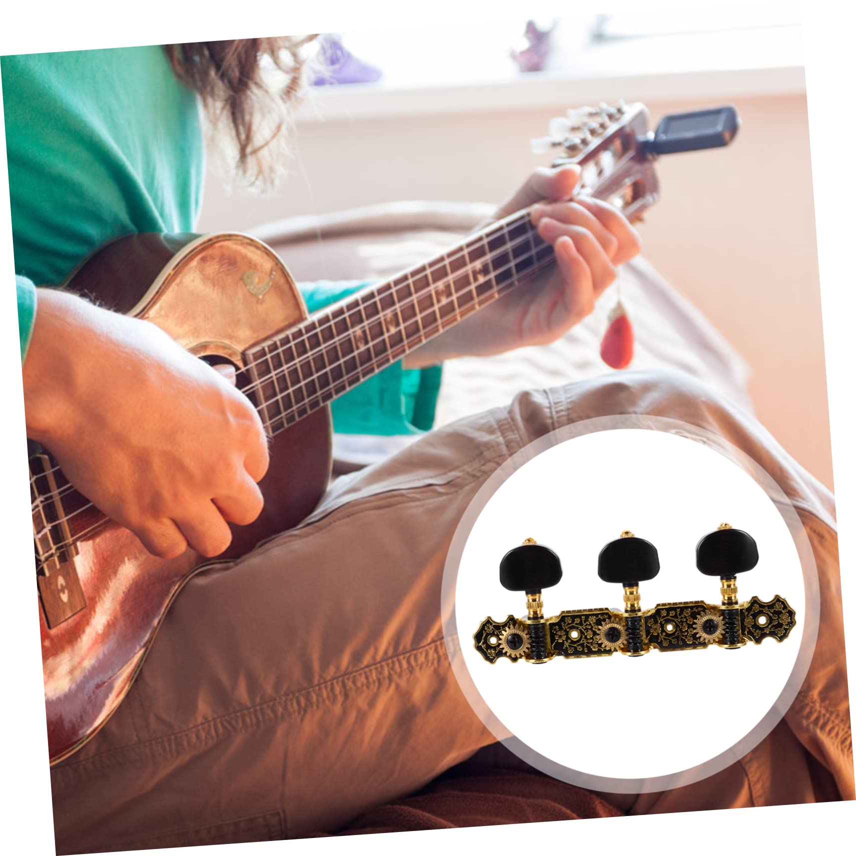 BESTonZON 2pares Afinadores De Guitarra Clásica Con Diseño De Patrón De Claves De Afinación Para Instrumentos De Cuerda Instalación Fácil y Estable