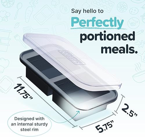 Miniatura 2 de Souper Cubes Bandeja de silicona para congelador de 2 tazas con tapa, perfecta para almacenar lasaña, sobras, salsas, comidas en porciones y más,