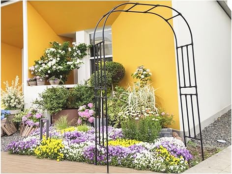 Garden Arch Metal Strong Patio Outdoor, Garden Arbours Trellis Weather Resistant for Climbing Plants, Lawn, Rose, Vines, Party Flowers DecorWhite,W10.5xH7.9xD1.3FT