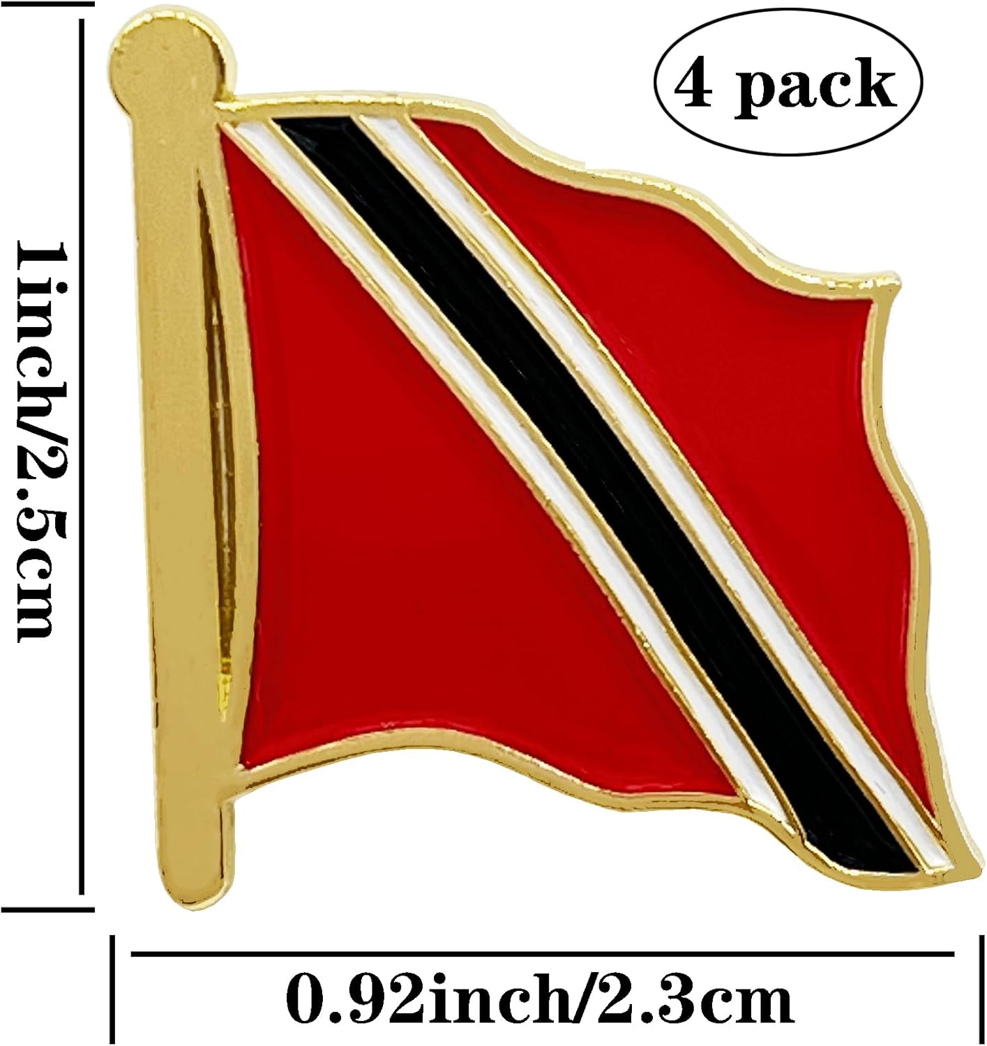 stidsds Trinidad Flag Pin - Trinidad Flags Pins Lapel Trinidad Flag Enamel Lapel Pin Men Women Suit & Waving Patriotic Metal Badge Souvenir Hat Backpacks Decoration(4 Pack) - Image 2