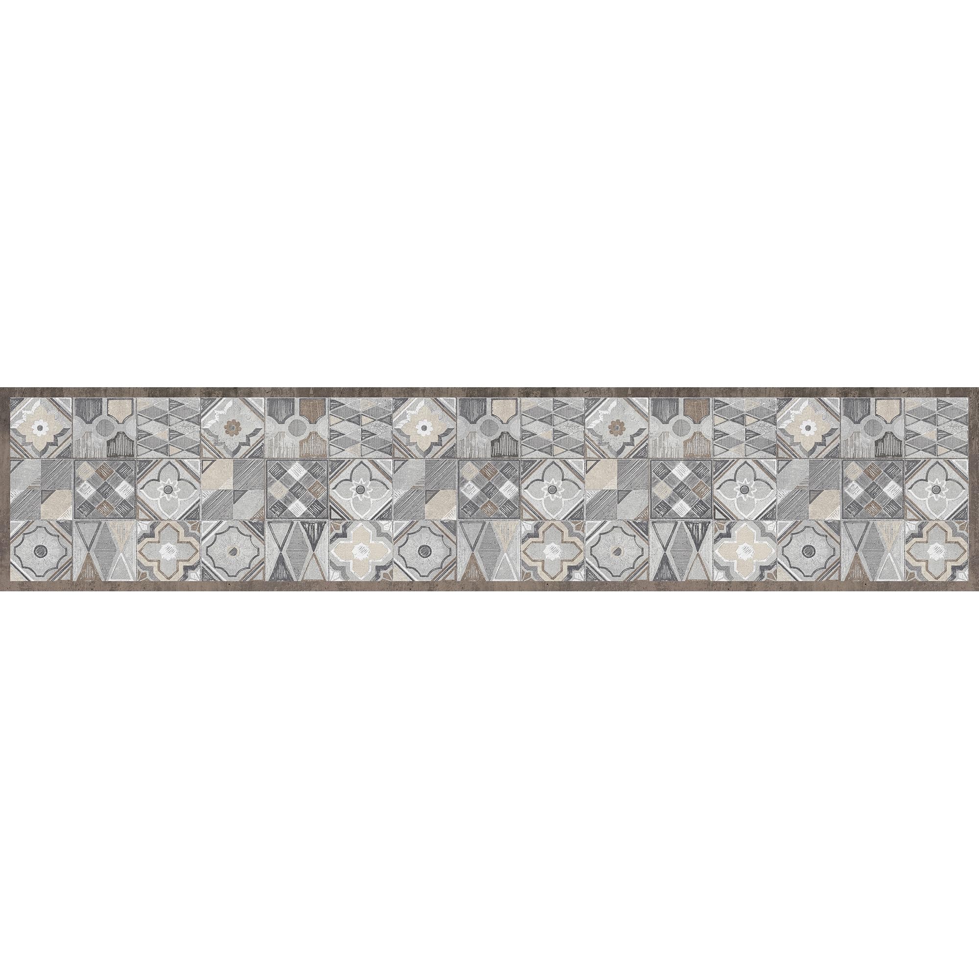 CREARREDA Tapis de Cuisine 240 x 50 cm Hand-Drawn Tiles Vinyle antidérapant et Lavable Tapis de Cuisine en Vinyle, Lavable 100% fabriqué en Italie