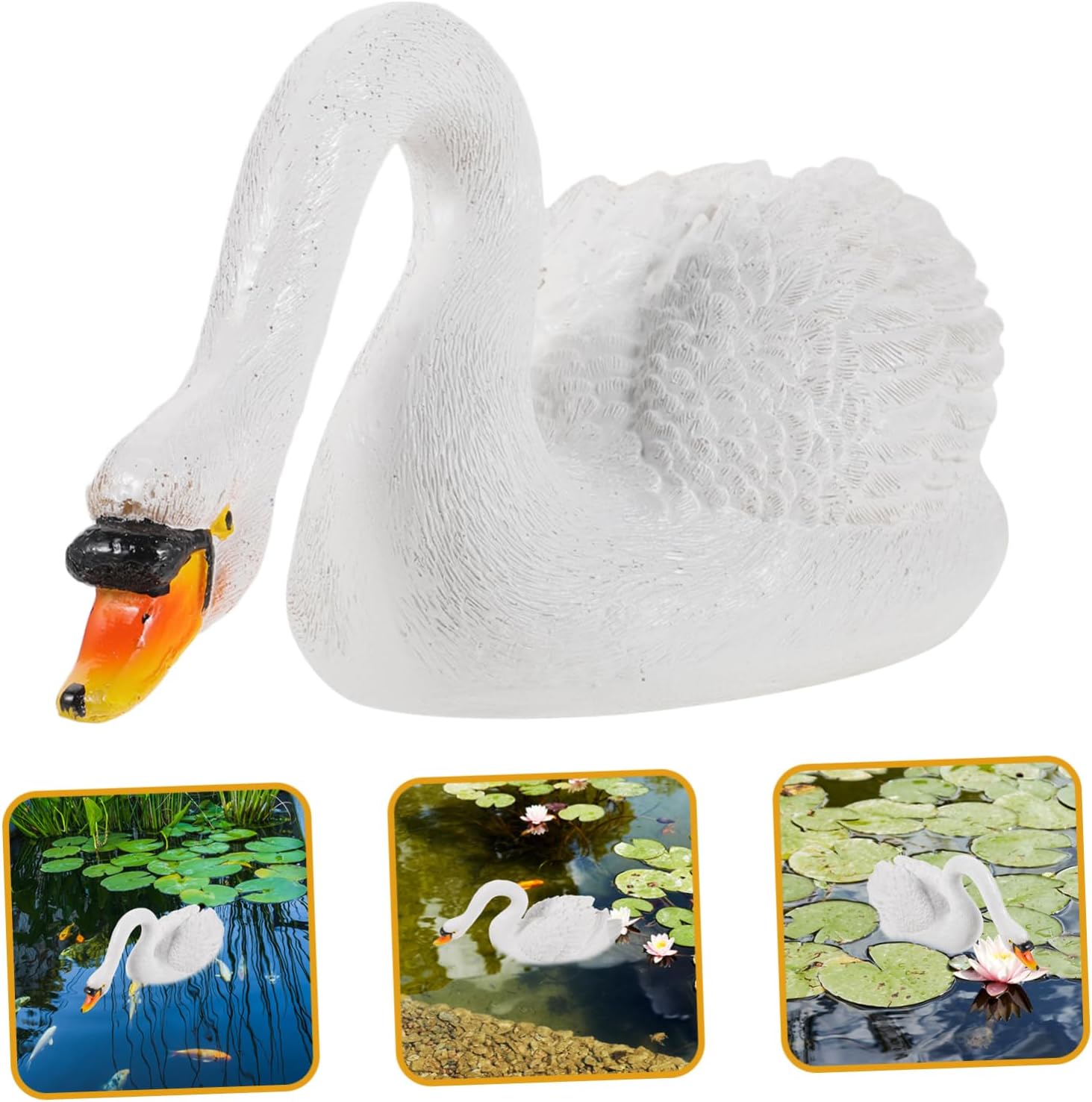 Cutains Floating Swan Statue Swan Pond Statue Swan Swan Pool Decoration Swan Garden Decor Pond Floating Swan Wedding Decorations Swan Decor for Found Resin Outdoor White Kawii Cute