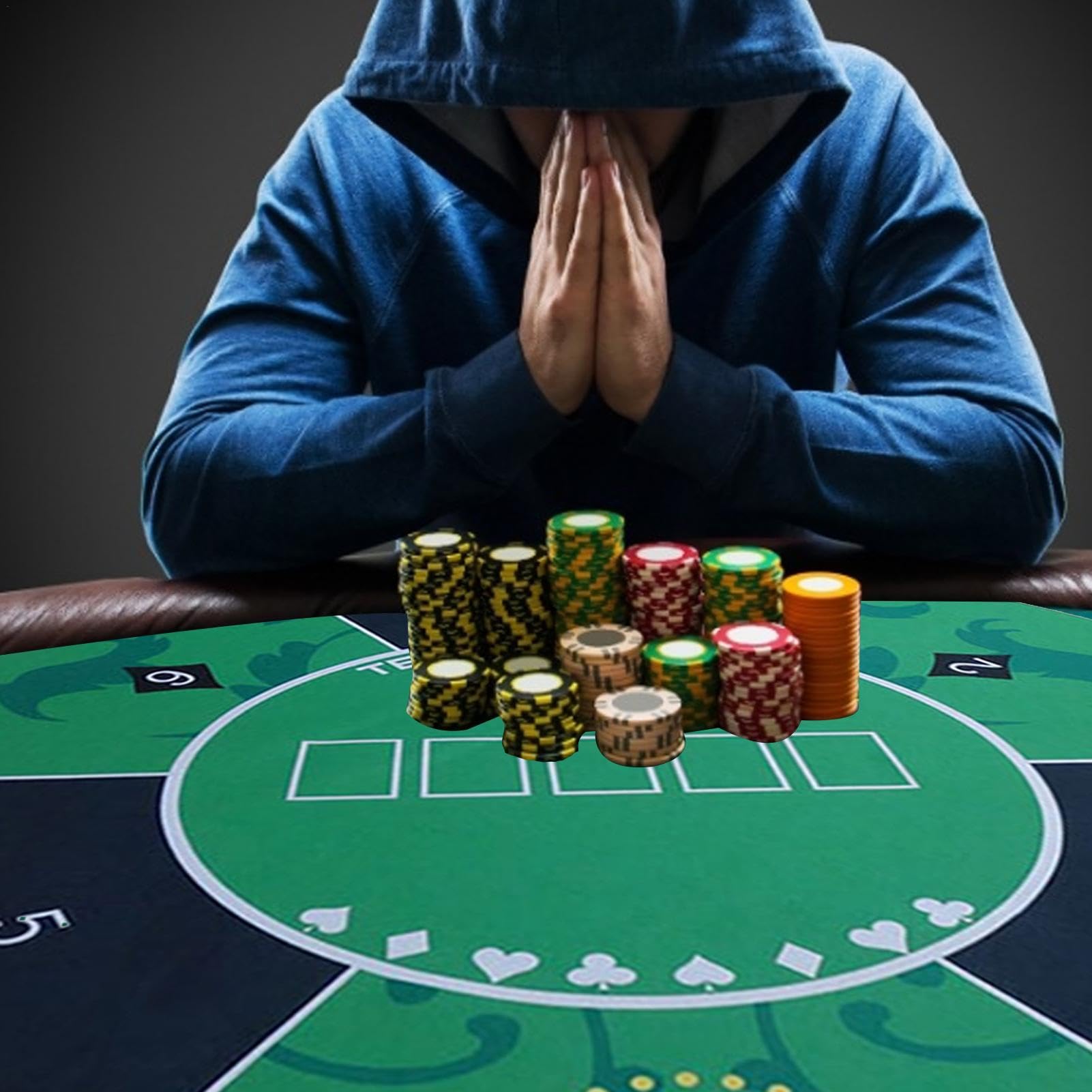 Tapis de poker - Tapis de jeu de poker de table | topperr de poker avec tapis en caoutchouc pour tables avec sac de transport | Table de poker portable pliable | Tapis de table adapté